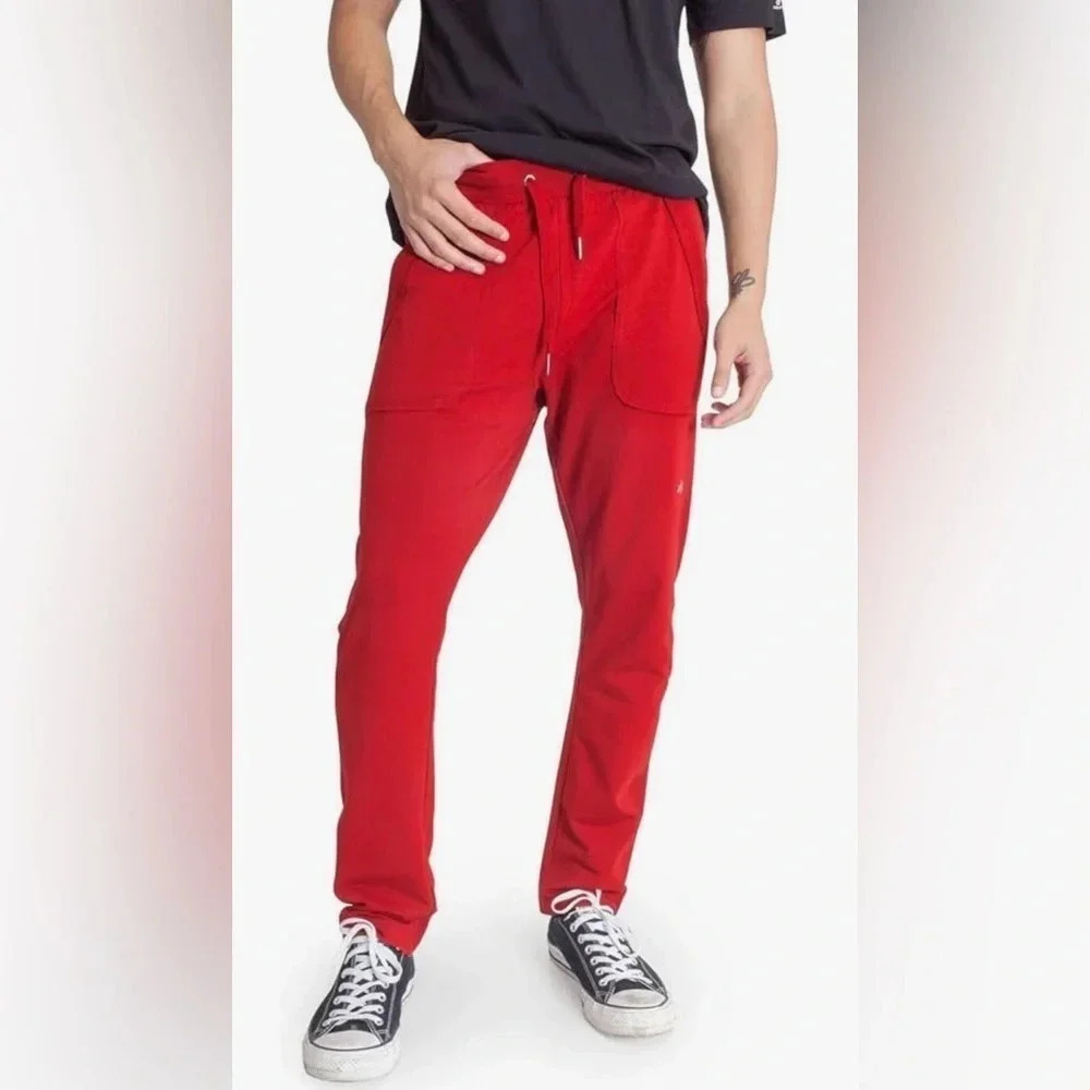 Ably Filium Tech Sweatpants Men’s Red Athleisure Joggers Performance Stretch NWT - Picture 10 of 10